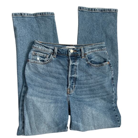 CELLO Stretch Super High Rise Destroyed Dad‎ Jeans Button Fly Medium Wash Size 7 - Picture 7 of 10